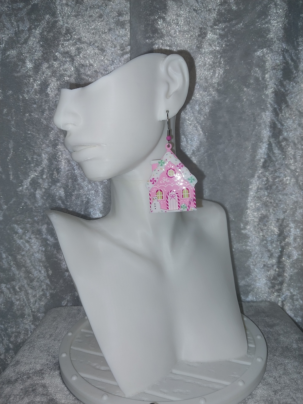 Handmade Pink Gingerbread House Dangle Earrings - Women Jewelry Christmas